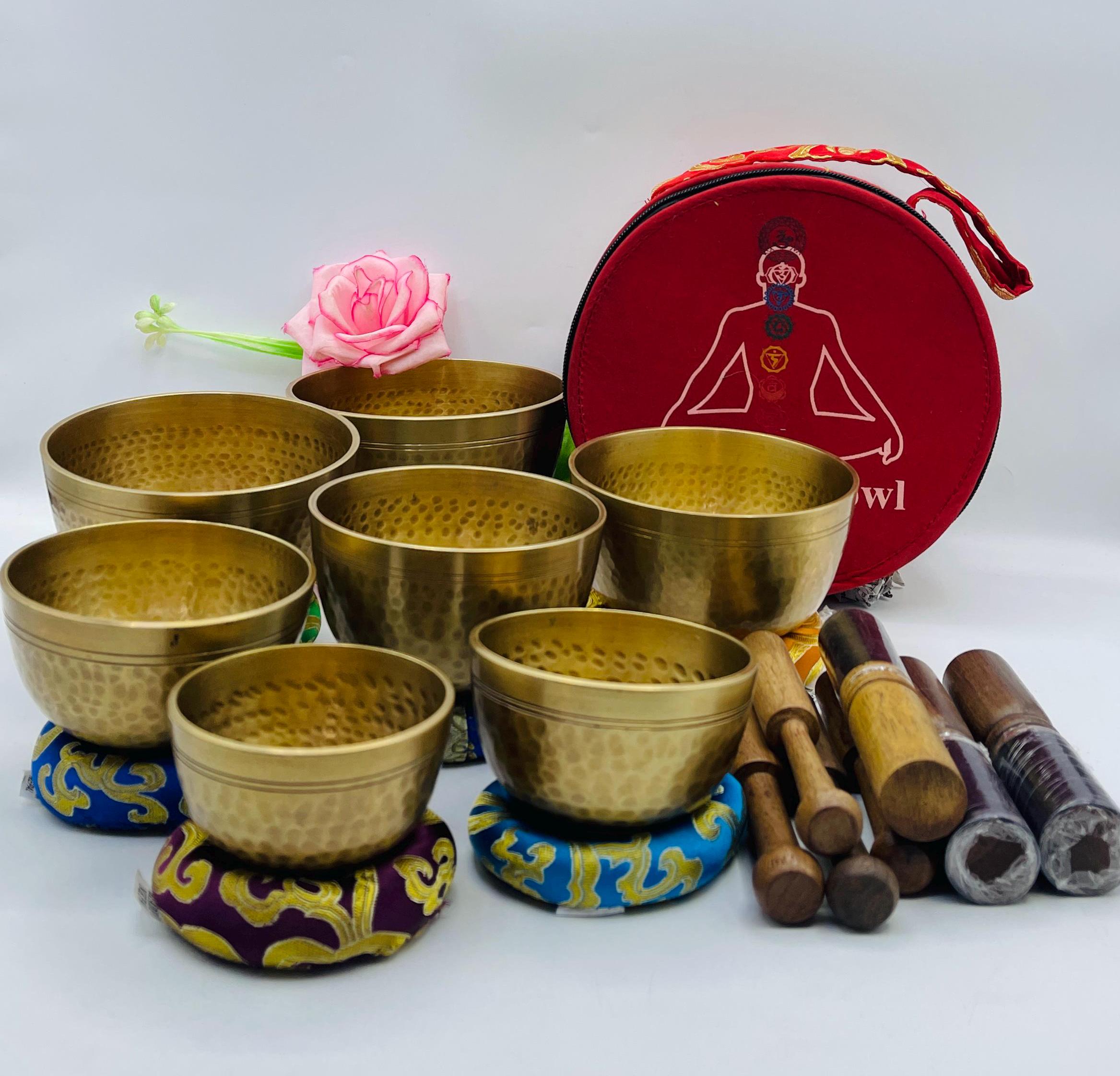 The Ohm Store Tibetan Singing Bowl Set Hand Hammered Nepal