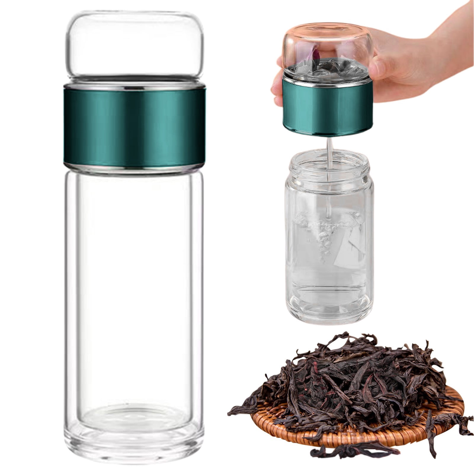 Vremi Double Wall Glass Tea Infuser Water Bottle
