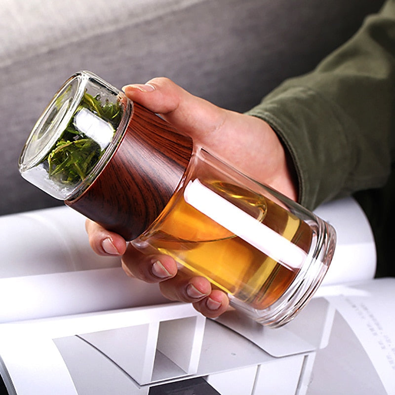 Jovitec Double Wall Borosilicate Glass Tumbler with Strainer