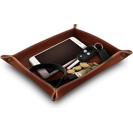 Londo Genuine Leather Bedside Valet Tray Organizer
