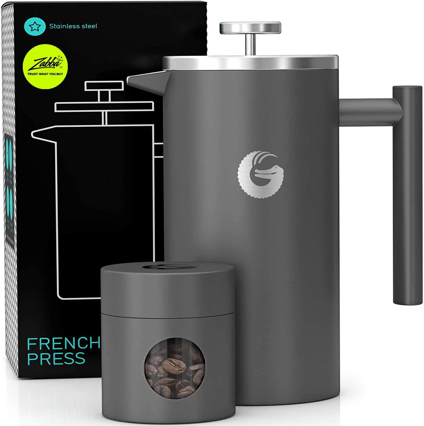 Coffee Gator Insulated Stainless Steel French Press with Travel Cup