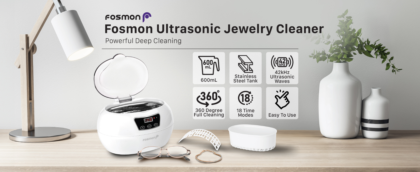 Fosmon Ultrasonic Jewelry Cleaner Machine 42000Hz