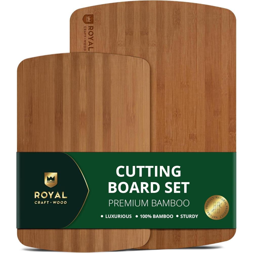 Royal Craft Wood Large Organic Bamboo Cutting Board Set