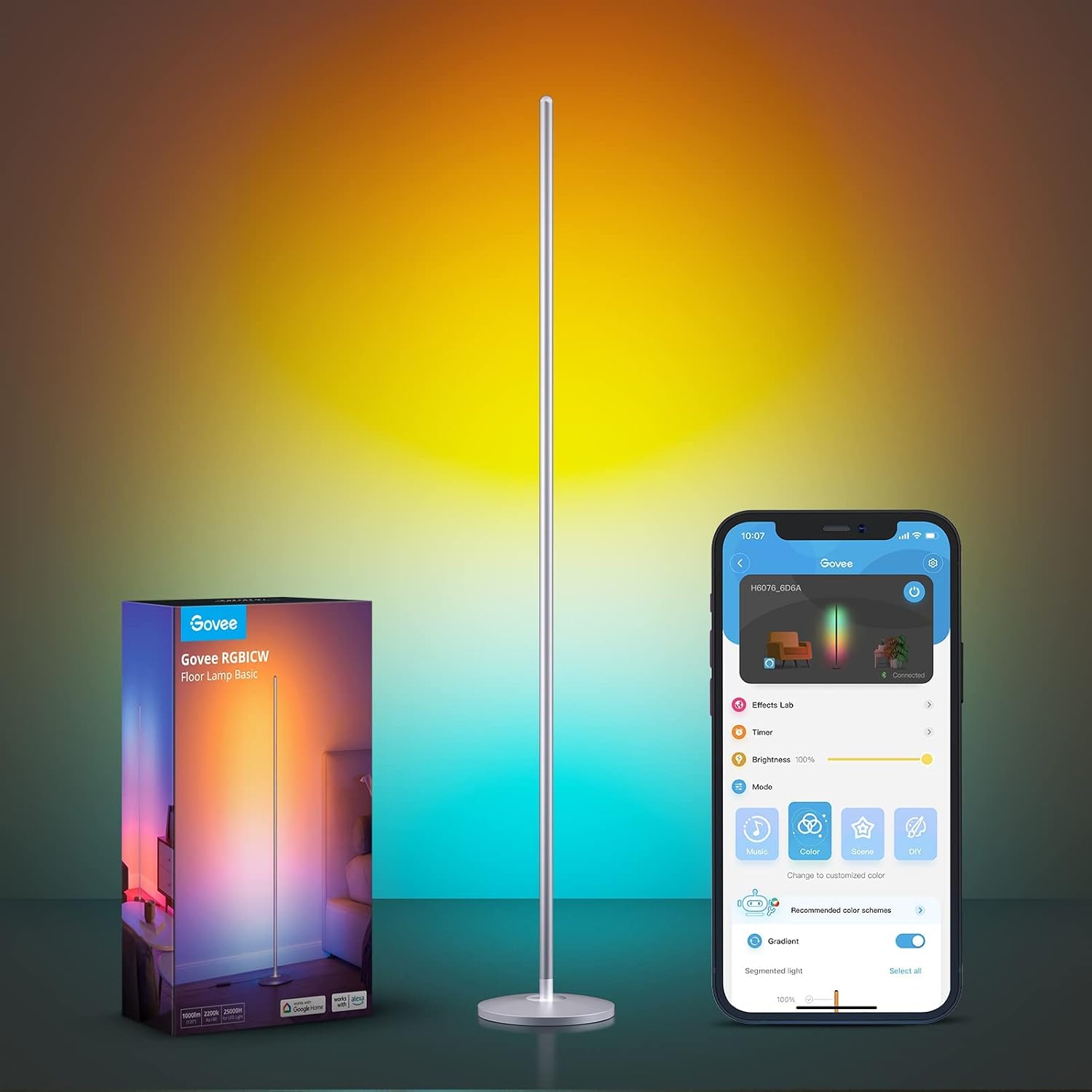 Govee RGBIC Corner Floor Lamp with Music Sync & App Control