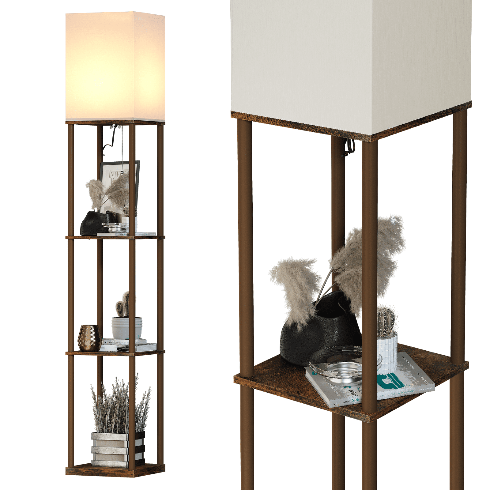 SUNMORY Modern Minimalist Shelf Floor Lamp with Warm LED