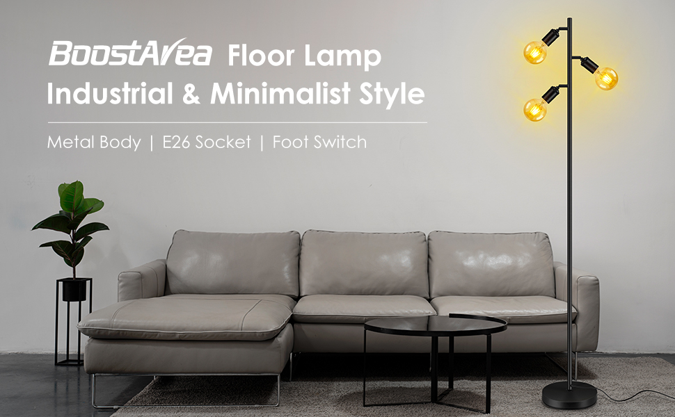BoostArea Industrial Farmhouse Metal Tree Floor Lamp