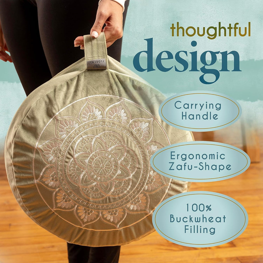 Florensi Meditation Cushion Large Velvet Zafu Floor Pillow