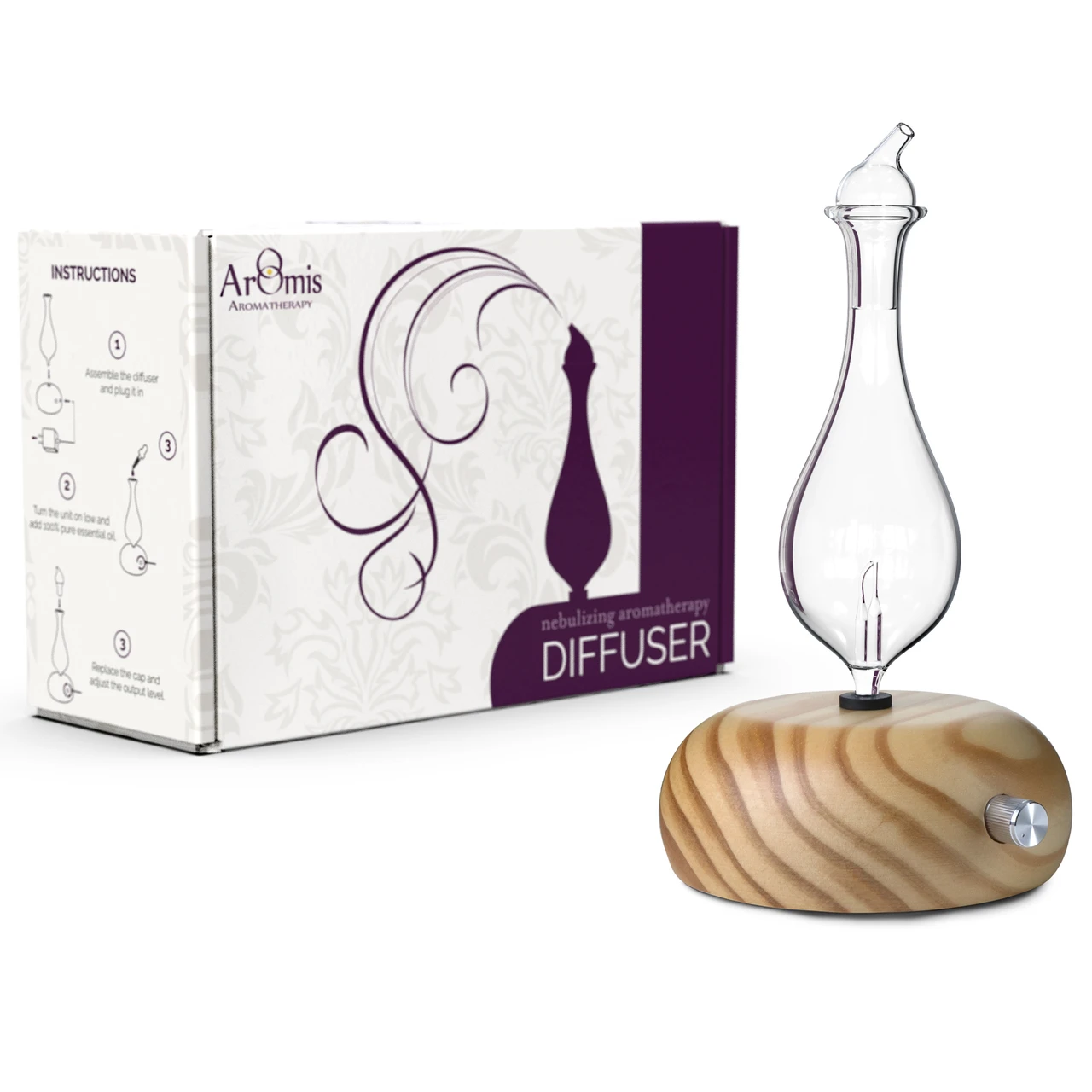 ArOmis Handmade Wood and Glass Nebulizing Aromatherapy Diffuser