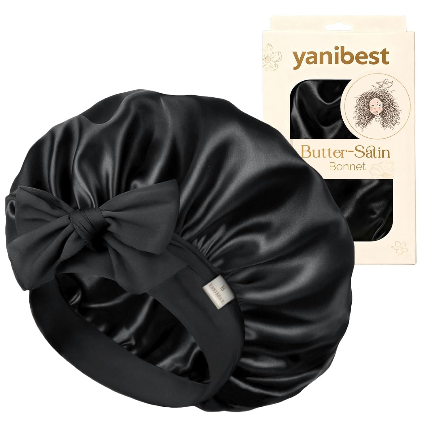 Yanibest Satin Lined Silk Bonnet with Adjustable Buckle