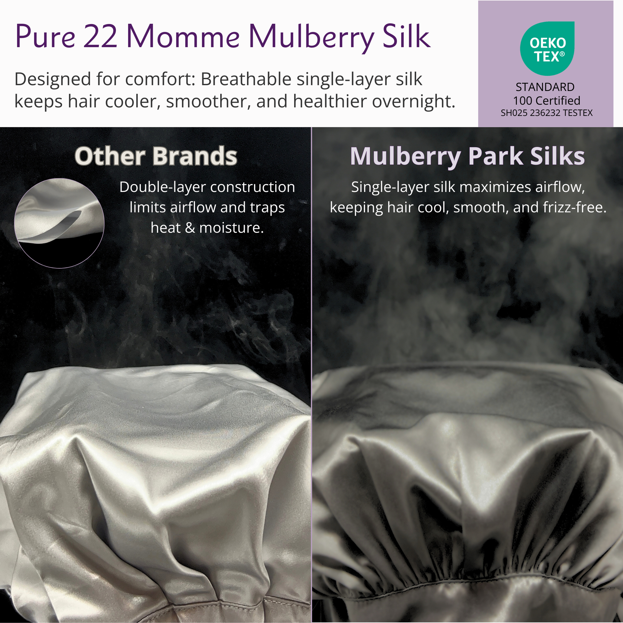 Mulberry Park Silks 100% Pure Silk Sleeping Cap