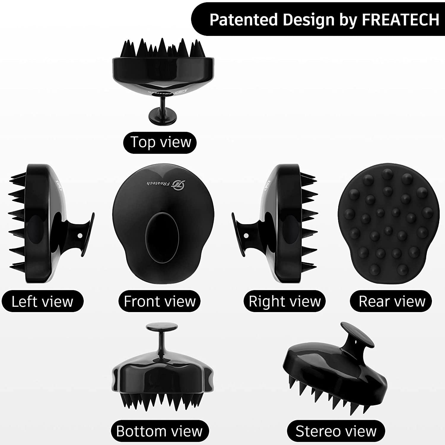 FReatech Scalp Massager with Long & Short Silicone Bristles