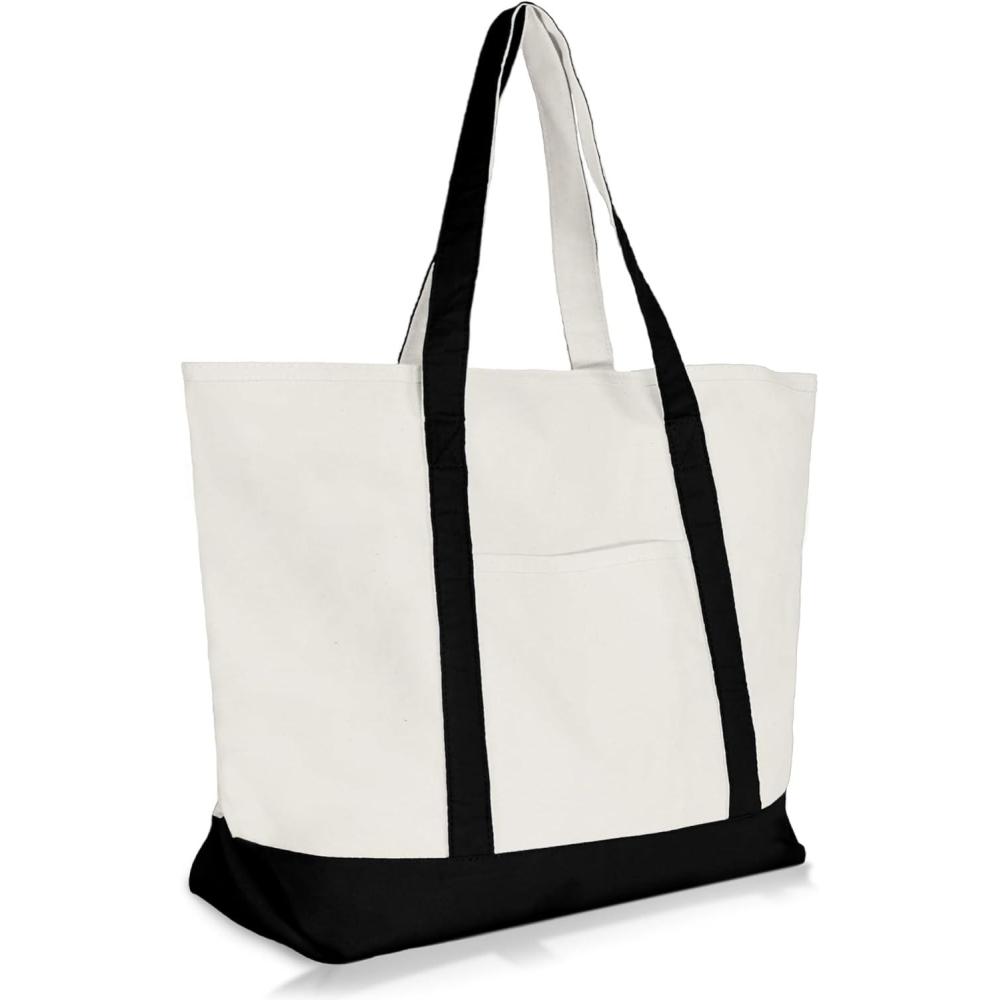 Dalix Heavy Duty 20oz Cotton Canvas Zipper Tote