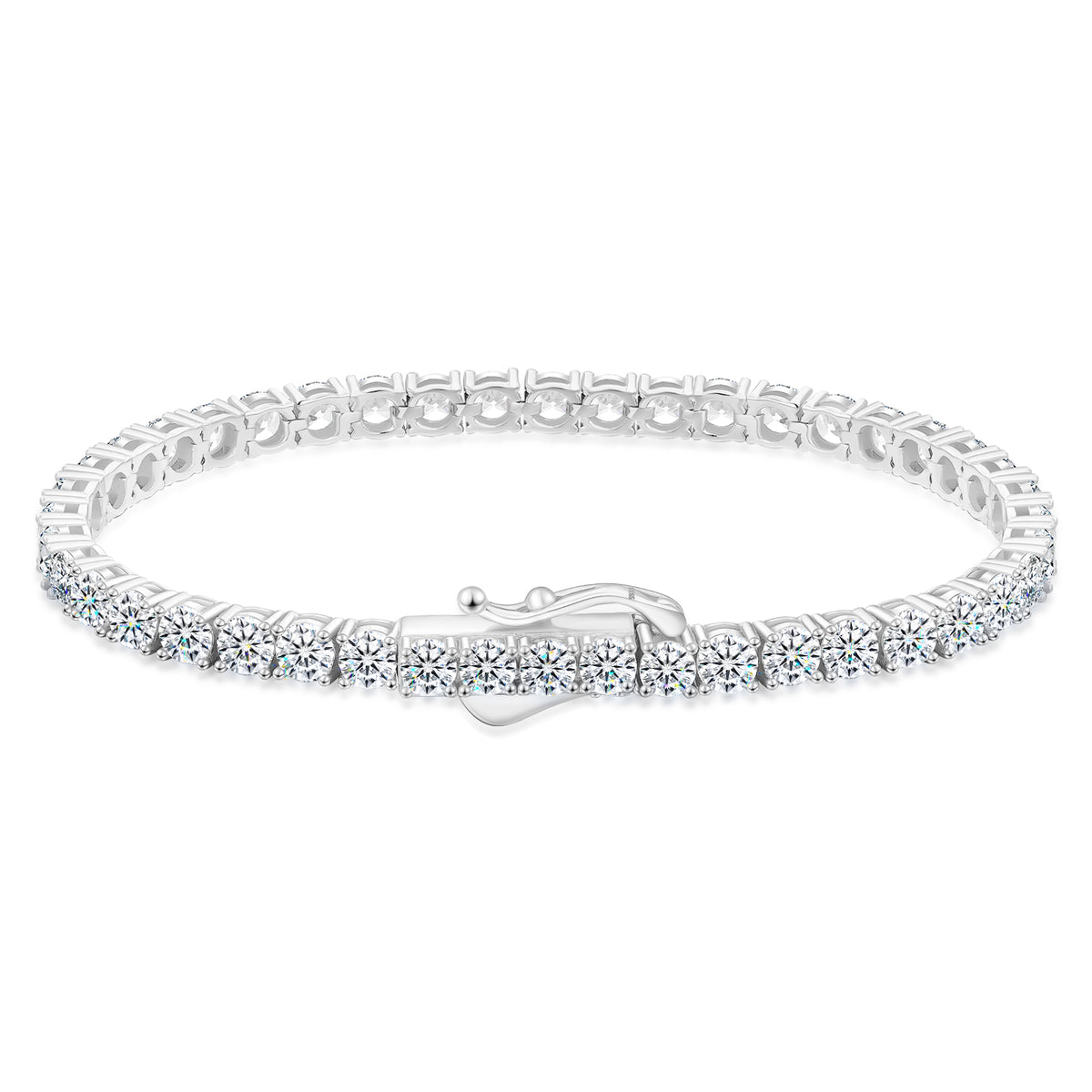 KRKC&CO 925 Silver 4mm Round Cut Moissanite Bracelet