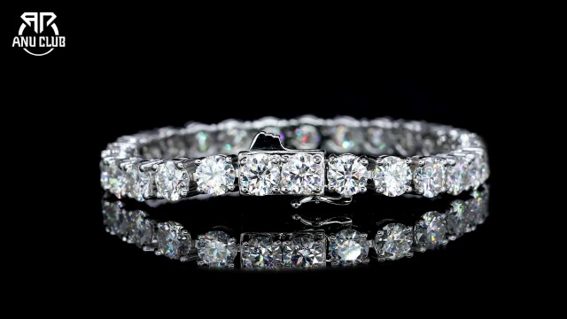 AnuClub Real Moissanite Tennis Bracelet 2.5mm D Color
