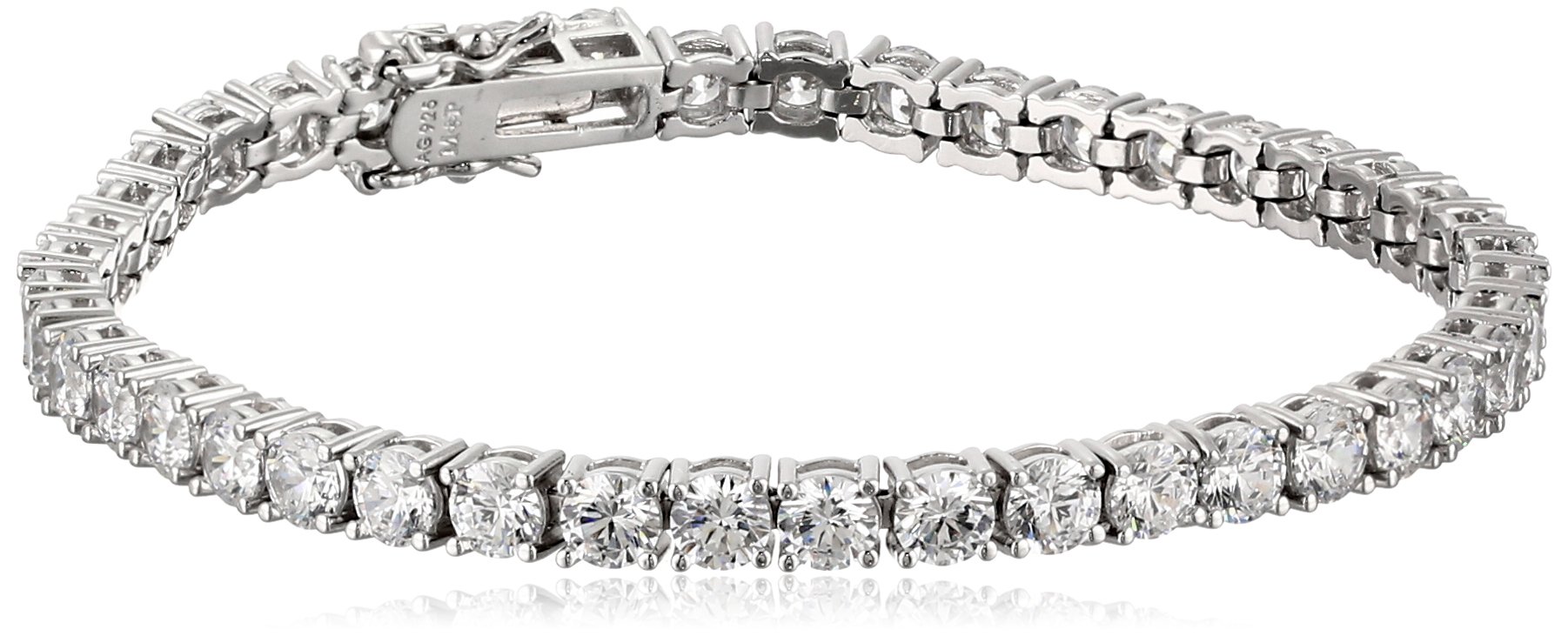 Amazon Collection Platinum-Plated Sterling Silver Tennis Bracelet