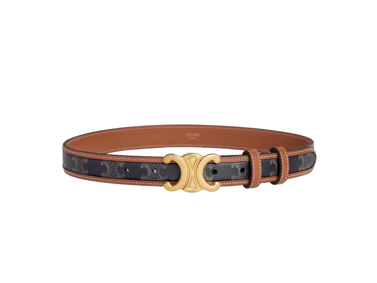 Celine Triomphe Smooth Calfskin Belt with Gold Hardware