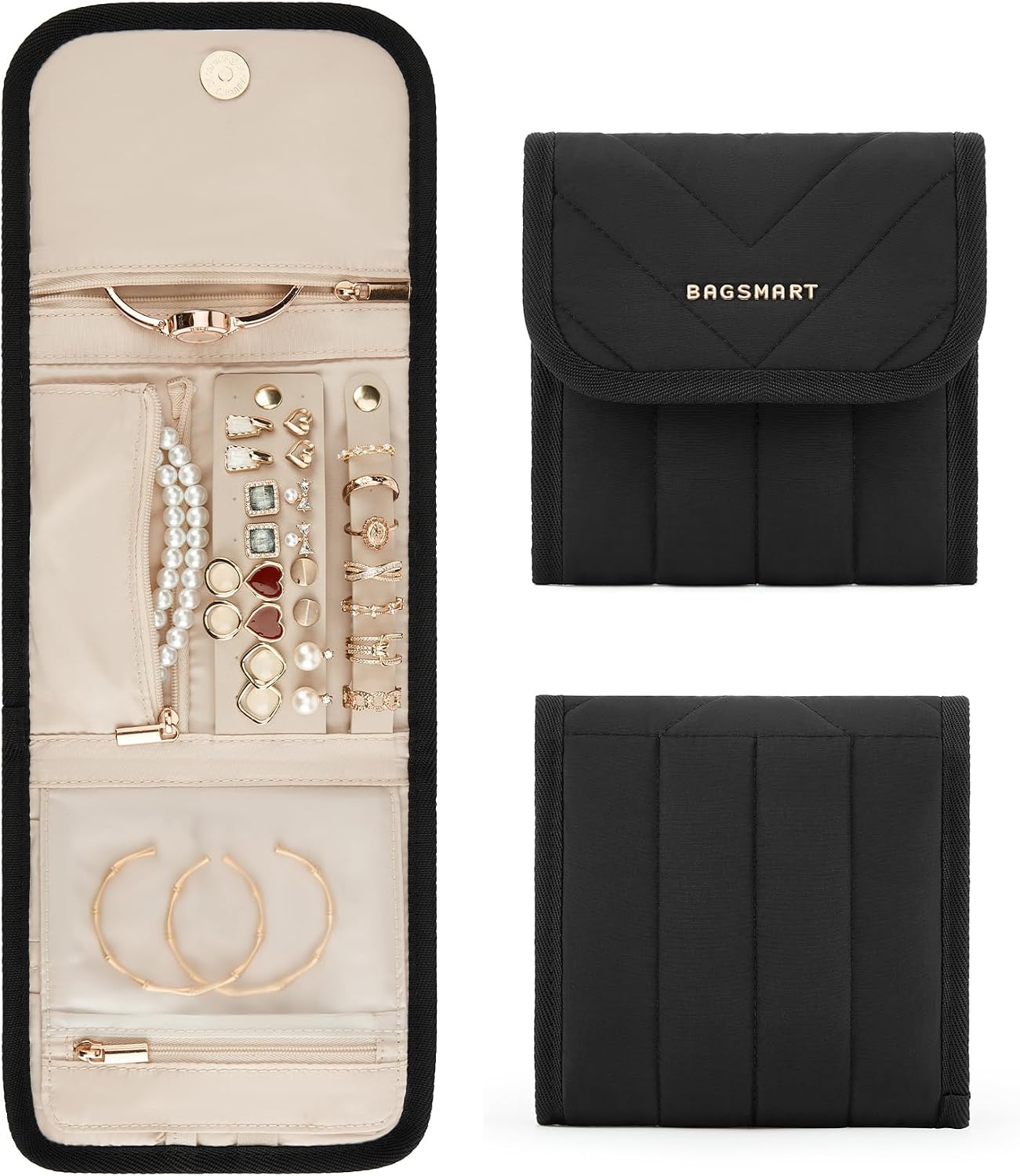 Bagsmart Compact Hanging Jewelry Organizer Roll
