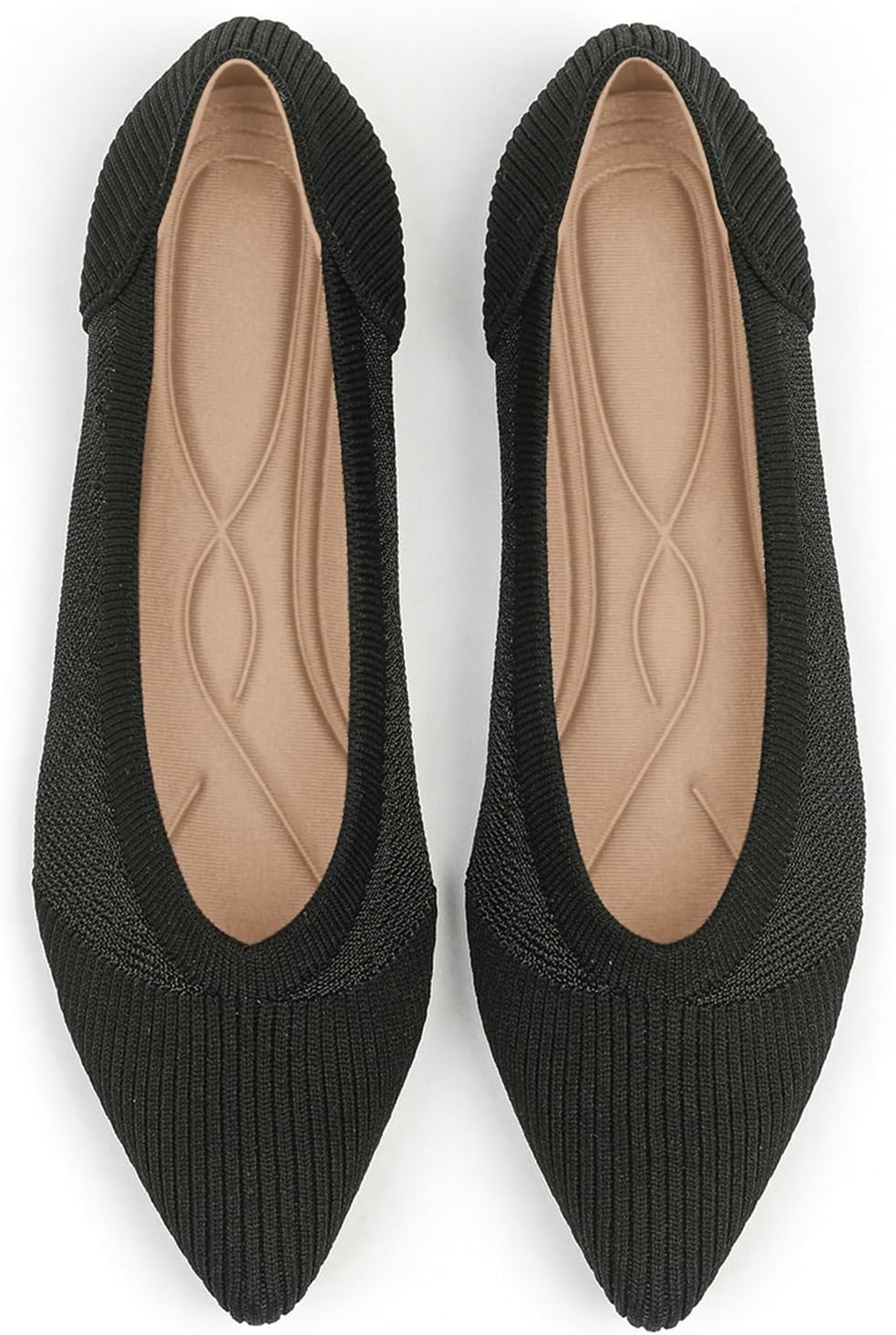 Amazon Essentials Women's Pointed-Toe Knit Ballet Flat