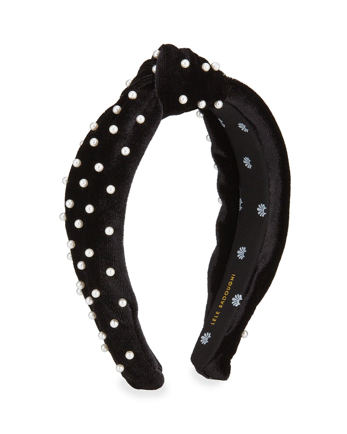 Lele Sadoughi Pearl Embellished Padded Velvet Headband