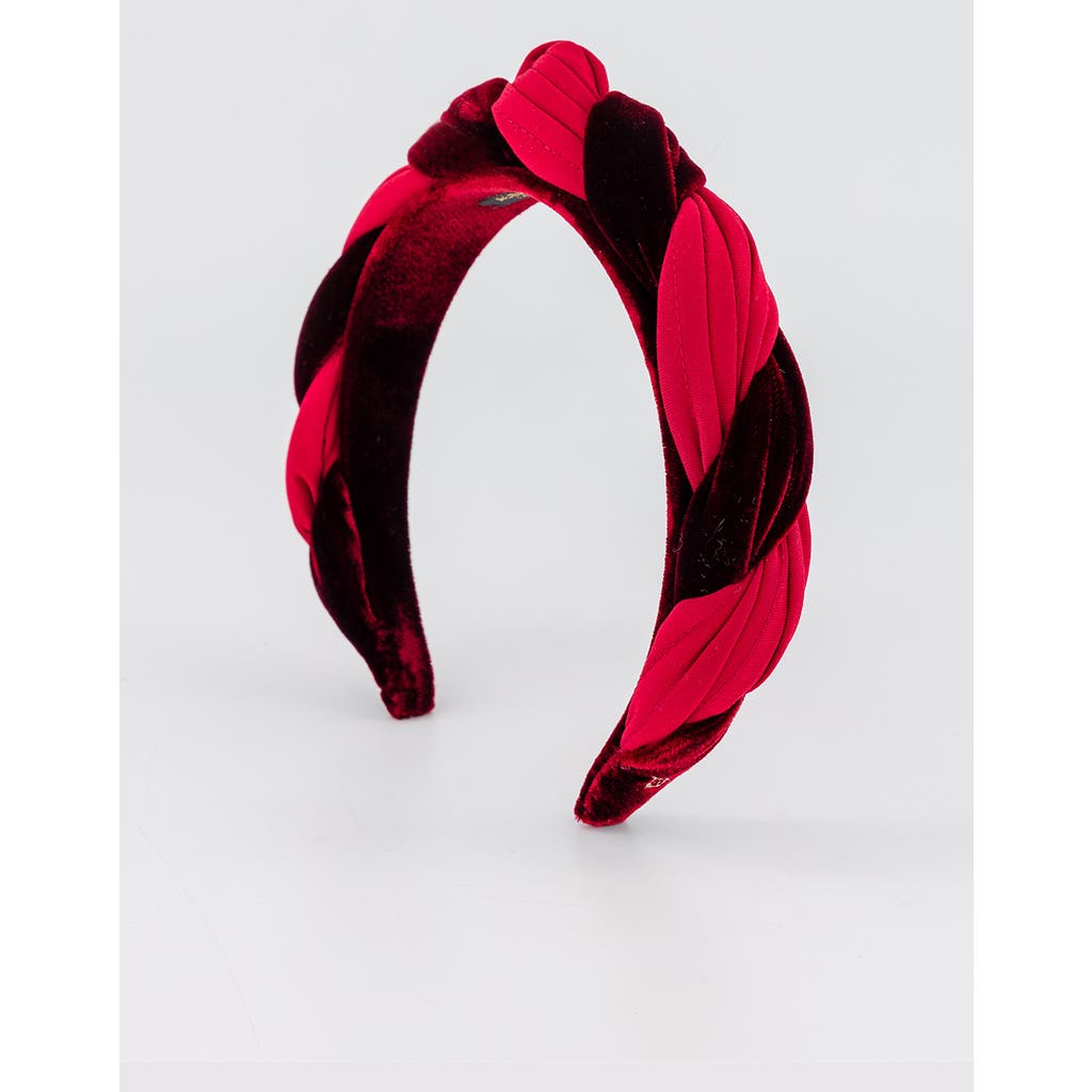 Alexandre de Paris Velvet Padded Headband with Gold Monogram