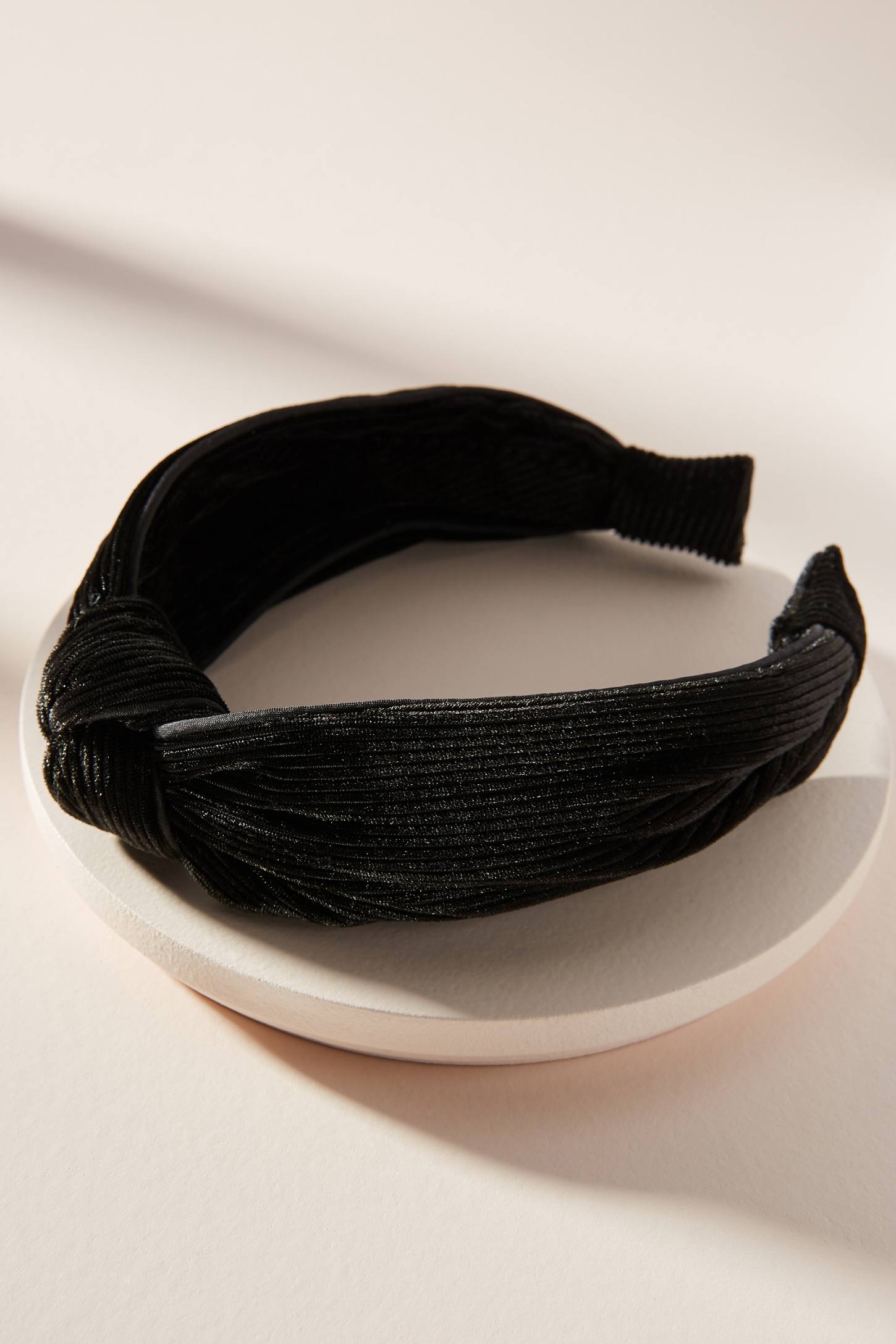 Anthropologie Knotted Velvet Headband with Pearl Accents