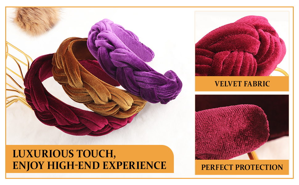 DRESHOW 4-Pack Chunky Padded Velvet Headbands Set