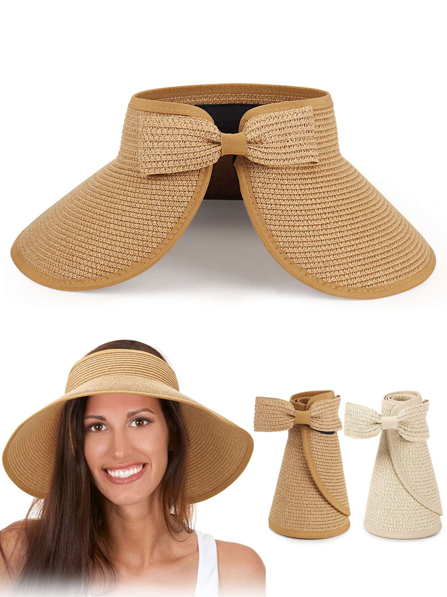 Simpli-Magic Roll-Up Packable Straw Sun Visor Hat