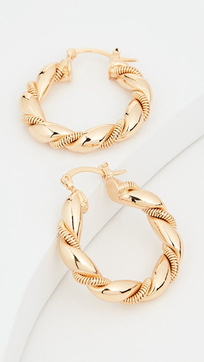 Shashi Casino Chunky Twisted Gold Huggie Hoops