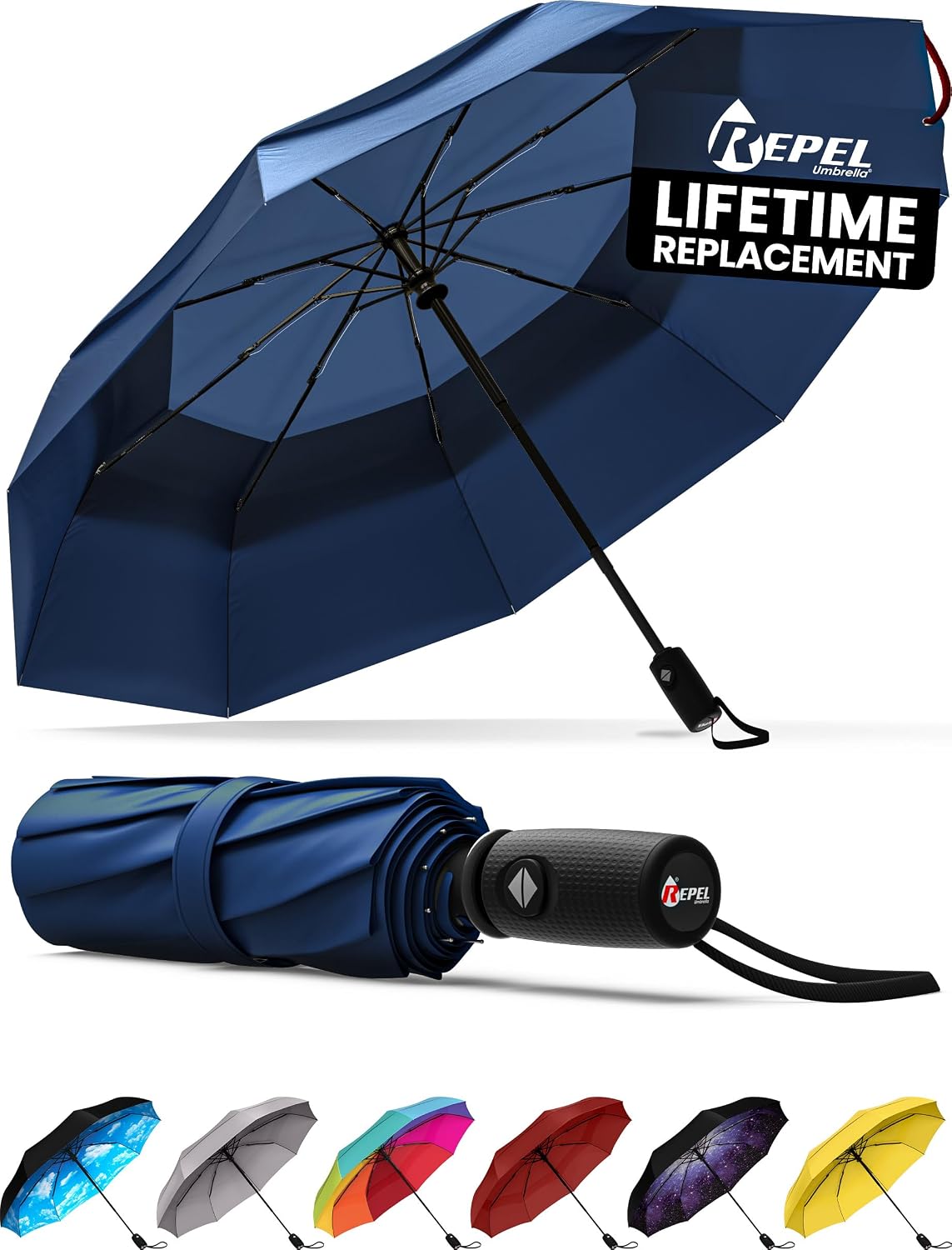 Repel Portable Windproof Mini Umbrella with Teflon Coating