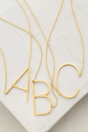 Anthropologie Block Letter Monogram Pendant Necklace