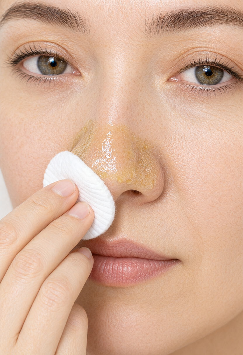 Thấm dung dịch BHA Salicylic Acid lau nhẹ vùng chữ T kiềm dầu và sạch mụn