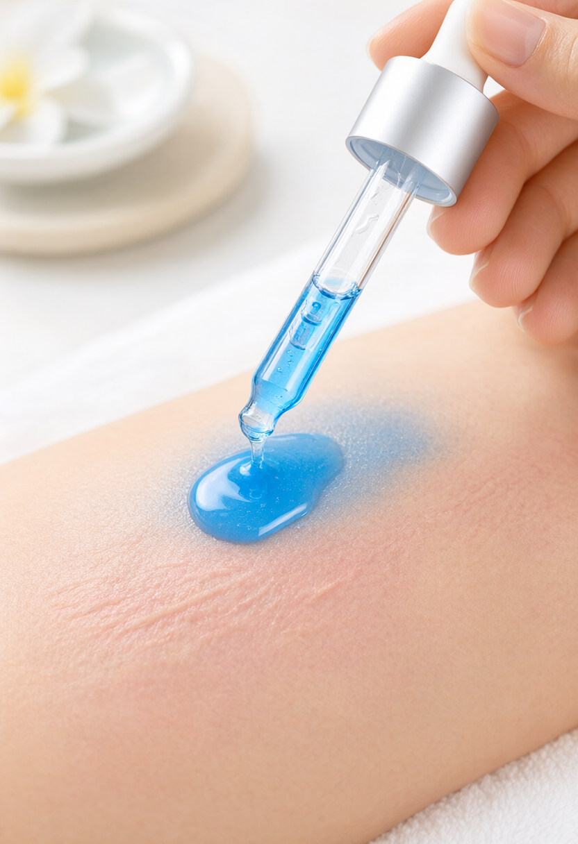 Thoa serum Peptide đồng làm dịu da và liền sẹo nhanh sau nặn mụn hoặc peel da
